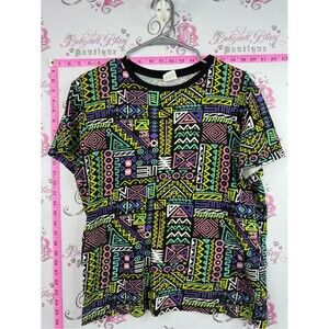 Urban Heritage festival T-shirt Black Tee with Neon Geometric Print